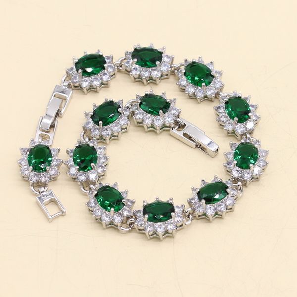 925 sterling silver jewelry set women birthday gift length bracelet necklace pendant earrings green semi-precious 2021, Black
925 sterling silver jewelry set women birthday gift length bracelet necklace pendant earrings green semi-precious 2021, Black