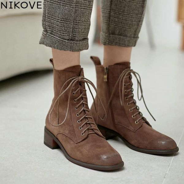 boots nikove 2021 lace up zipper fashion ankle square heel autumn winter women shoes pigskin round toe short size 34-42, Black
boots nikove 2021 lace up zipper fashion ankle square heel autumn winter women shoes pigskin round toe short size 34-42, Black