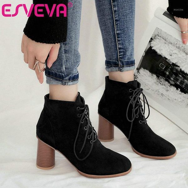 boots esveva 2021 women shoes winter ankle square high heel flock lace up elegant motorcycle platform boot size 34-431, Black
boots esveva 2021 women shoes winter ankle square high heel flock lace up elegant motorcycle platform boot size 34-431, Black