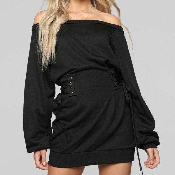 nclagen women hoodies dress off shoulder slash neck goth black mini vestidos waist bandage casual streetwear long sleeve outfits, Black;gray
nclagen women hoodies dress off shoulder slash neck goth black mini vestidos waist bandage casual streetwear long sleeve outfits, Black;gray
