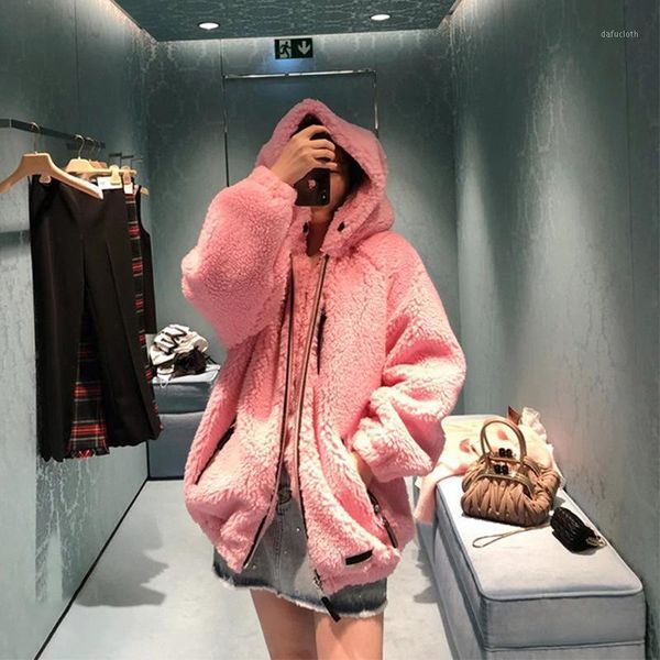pink winter coat women faux fur coat 2020 winter warm thick hooded teddy zipper pockets loose long furry jackets woman1, Black
pink winter coat women faux fur coat 2020 winter warm thick hooded teddy zipper pockets loose long furry jackets woman1, Black