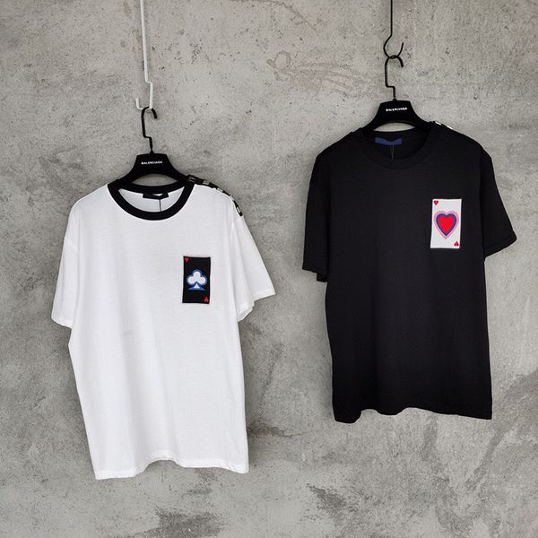 europe spring summer embroidery poker love heart tshirt fashion men women shoulder rivet short sleeve t shirt casual cotton tee, White;black
europe spring summer embroidery poker love heart tshirt fashion men women shoulder rivet short sleeve t shirt casual cotton tee, White;black