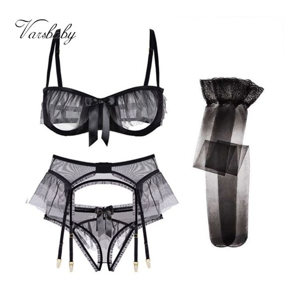 varsbaby ruffles 4pcs bras+panties+garters+stockings yarn transparent unlined s l xl underwear set lj201210, Red;black
varsbaby ruffles 4pcs bras+panties+garters+stockings yarn transparent unlined s l xl underwear set lj201210, Red;black
