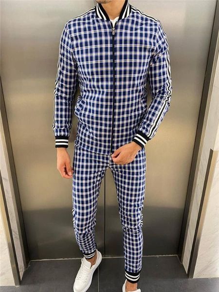 men' 3d plaid sports gentlemen set jacket men set tracksuit street fashion trend fashion stand-up collar zipper sportswear suit, Gray
men' 3d plaid sports gentlemen set jacket men set tracksuit street fashion trend fashion stand-up collar zipper sportswear suit, Gray