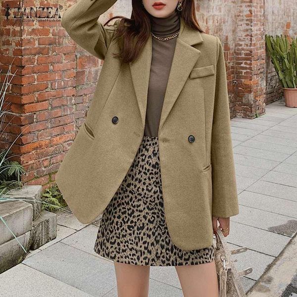 women's suits & blazers zanzea 2021 elegant spring solid wool blend jackets long sleeve coats female double breasted casual overcoats, White;black
women's suits & blazers zanzea 2021 elegant spring solid wool blend jackets long sleeve coats female double breasted casual overcoats, White;black