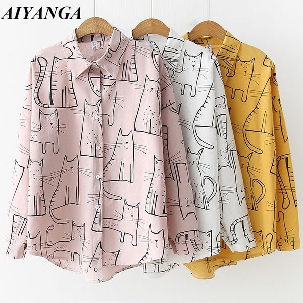 cotton shirts for women cartoon print blouses long sleeve white shirt womens blusas feminine blouse spring summer y200402
cotton shirts for women cartoon print blouses long sleeve white shirt womens blusas feminine blouse spring summer y200402