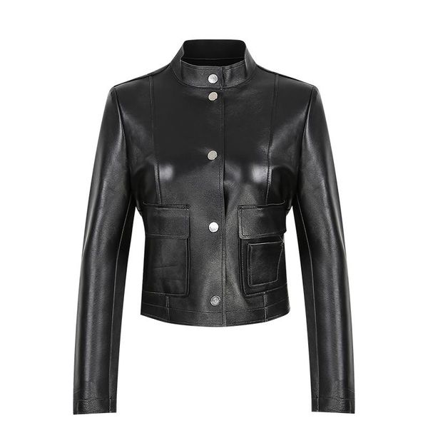 genuine leather jacket women natural real sheepskin ladies coat spring winter vintage short slim outwear female, Black
genuine leather jacket women natural real sheepskin ladies coat spring winter vintage short slim outwear female, Black