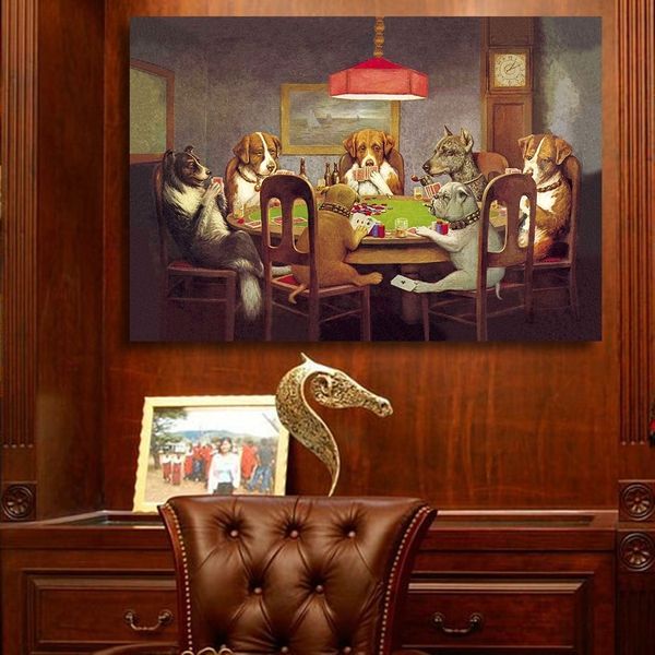 

cartoons dogs playing poker canvas oil painting funny animal poster prints wall art pictures for kids room nursery home decor