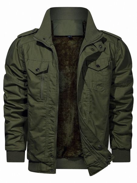 men zipper teddy lined jacket v6pd#, Black;brown