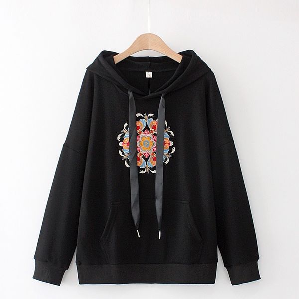 size xl-3xl plus female with vintage hood embroidered hoodies casual long-sleeve pullovers oversized outerwear 5ohw, Black;brown
size xl-3xl plus female with vintage hood embroidered hoodies casual long-sleeve pullovers oversized outerwear 5ohw, Black;brown