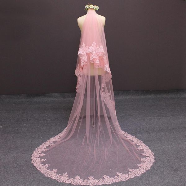 pink wedding veils lace applique edge one layers elegant veils custom made veil, Black
pink wedding veils lace applique edge one layers elegant veils custom made veil, Black