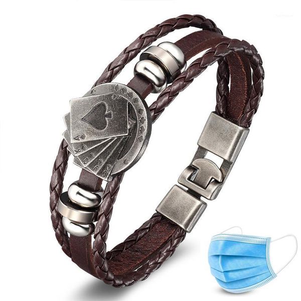 new 2020 fashion men's leather wrap bracelet men wax poker star skull punk rope multilayer bangle bracelets popular jewelry gift1, Golden;silver
new 2020 fashion men's leather wrap bracelet men wax poker star skull punk rope multilayer bangle bracelets popular jewelry gift1, Golden;silver