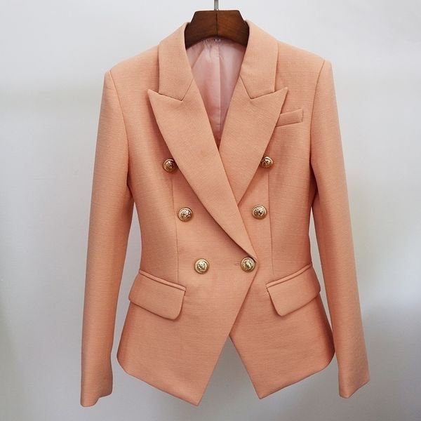 high street new classic designer blazer women's slim fitting metal lion button double breasted textured blazer jacket nude 201201, White;black
high street new classic designer blazer women's slim fitting metal lion button double breasted textured blazer jacket nude 201201, White;black