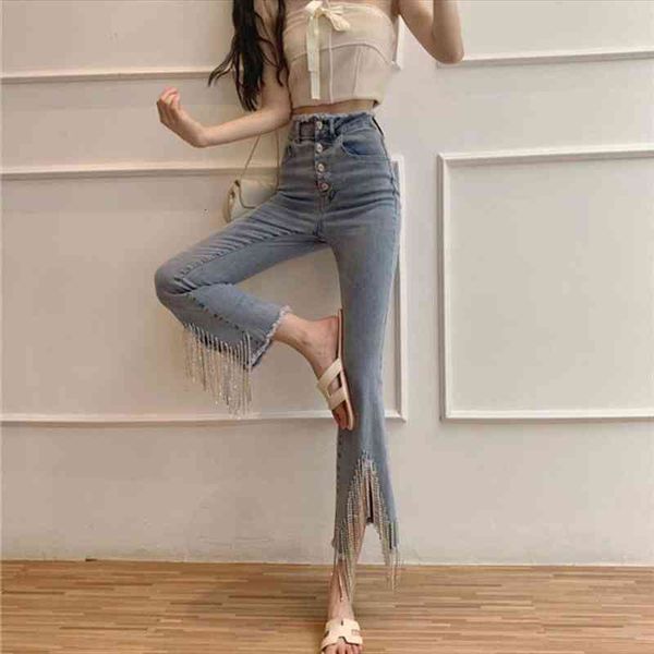 autumn spring high-waist slim fringed beaded diamond jeans women blue ladies single-breasted high street denim pants kz290
autumn spring high-waist slim fringed beaded diamond jeans women blue ladies single-breasted high street denim pants kz290