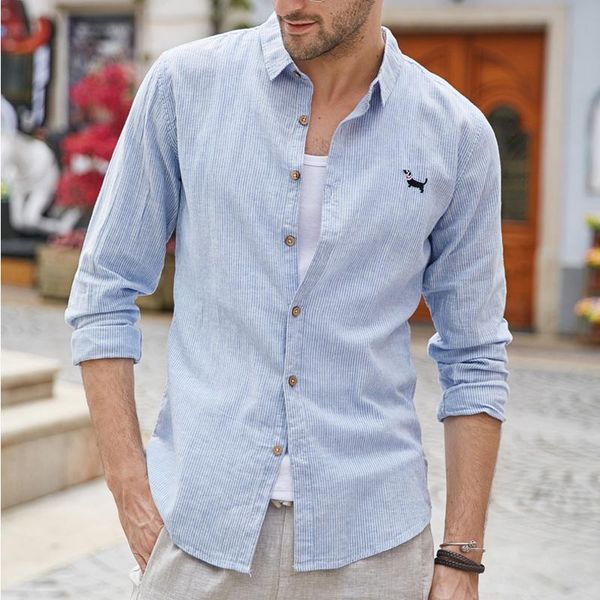 new 2020 summer linen stripe casual shirt embroidery men's long sleeve slim fit cotton linen shirt men's top, White;black
new 2020 summer linen stripe casual shirt embroidery men's long sleeve slim fit cotton linen shirt men's top, White;black