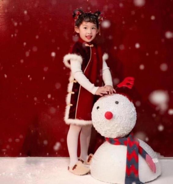 chine girls' 2020 winter drs national sle standing collar with cotton cheongsam new year princs skirt, Red;yellow
chine girls' 2020 winter drs national sle standing collar with cotton cheongsam new year princs skirt, Red;yellow