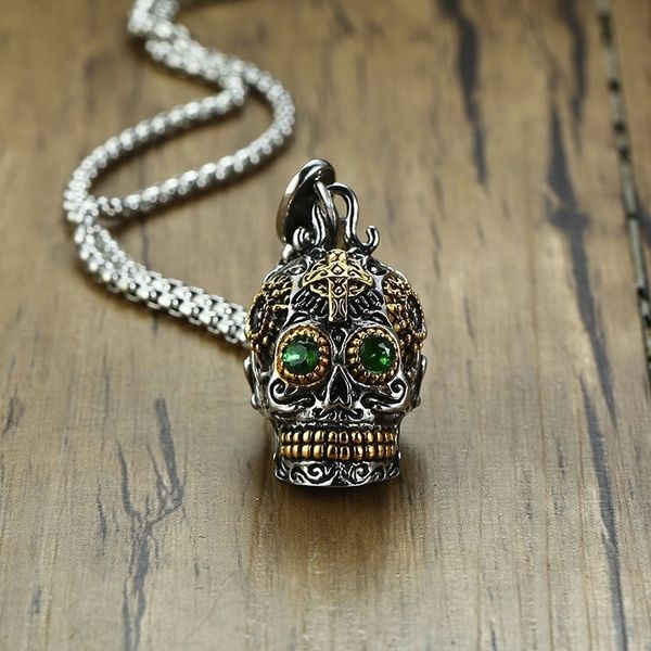 vnox gothic skull pendants for men stainless steel skeleton filigree crafts green stone eyes punk male jewels 201013, Silver
vnox gothic skull pendants for men stainless steel skeleton filigree crafts green stone eyes punk male jewels 201013, Silver