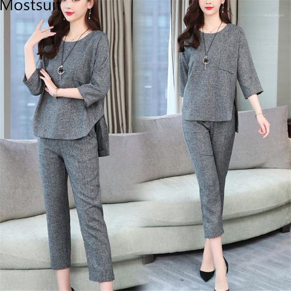spring summer two piece sets women grey wine red 3/4 sleeve and cropped pants suits casual office elegant women's sets 20191, White
spring summer two piece sets women grey wine red 3/4 sleeve and cropped pants suits casual office elegant women's sets 20191, White