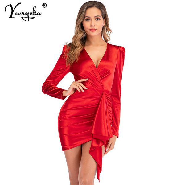 puff long sleeve red satin summer women v neck elegant club bodycon party dresses wrap fold midi dress vestidos new y200805, Black;pink
puff long sleeve red satin summer women v neck elegant club bodycon party dresses wrap fold midi dress vestidos new y200805, Black;pink