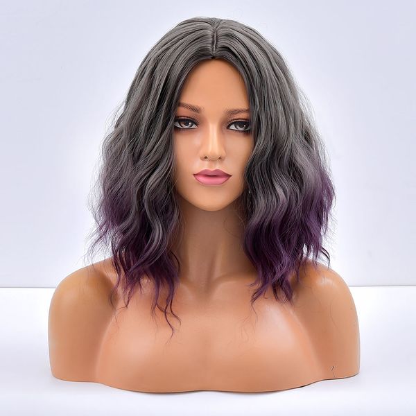 costume accessories synthetic wig medium length long wavy wig for women dark gray to purple ombre heat temperature fiber natural daily cosp, Silver
costume accessories synthetic wig medium length long wavy wig for women dark gray to purple ombre heat temperature fiber natural daily cosp, Silver