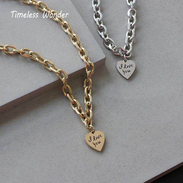 chokers timeless wonder chunky chain i love you heart necklace women titanium jewelry goth boho designer party ins cool initial 2811, Golden;silver
chokers timeless wonder chunky chain i love you heart necklace women titanium jewelry goth boho designer party ins cool initial 2811, Golden;silver