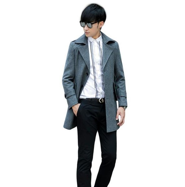 men's wool & blends middle length woolen coat men grey trench coats long sleeves overcoat mens cashmere casaco masculino inverno erkek, Black
men's wool & blends middle length woolen coat men grey trench coats long sleeves overcoat mens cashmere casaco masculino inverno erkek, Black