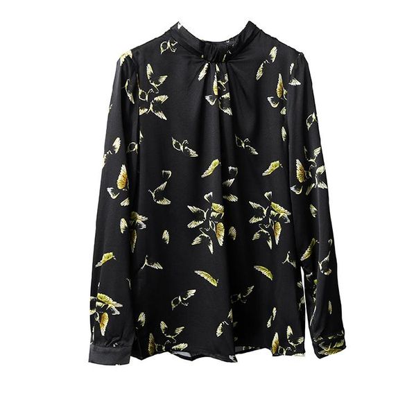 92% natural silk blouses floral print long sleeve real silk black blouse for women office wear shirts work blouses, White
92% natural silk blouses floral print long sleeve real silk black blouse for women office wear shirts work blouses, White