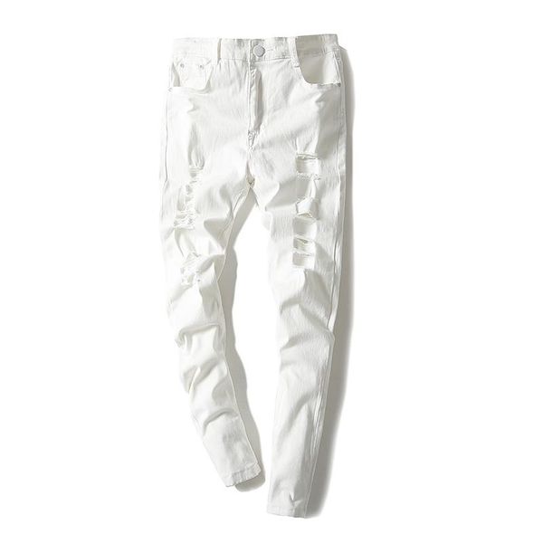 men's jeans men solid holes white fashion male slim elastic cowboy trousers and black stretch stuff size 36, Blue
men's jeans men solid holes white fashion male slim elastic cowboy trousers and black stretch stuff size 36, Blue
