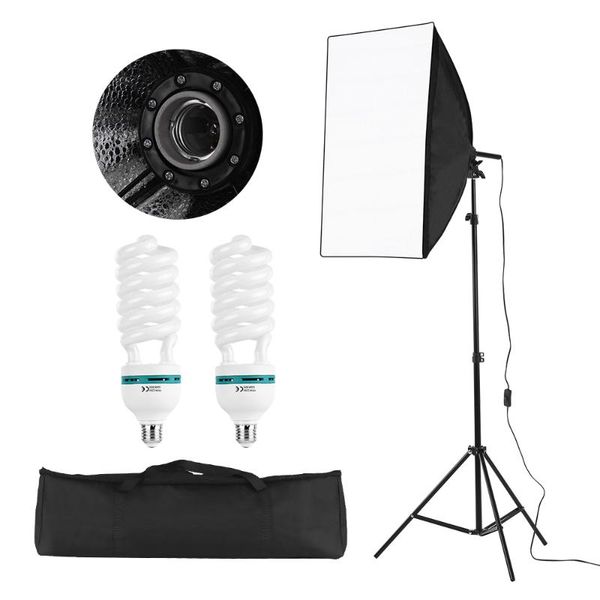 professional studio pgraphy light kit including 50*70cm softboxes with 150w 5500k light bulbs stand carry bag
professional studio pgraphy light kit including 50*70cm softboxes with 150w 5500k light bulbs stand carry bag