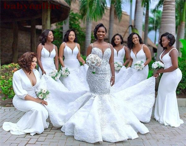 white spaghetti straps satin mermaid long bridesmaids dresses 2021 african weddings plus size maid of honor wedding guest gowns bm1675, White;pink
white spaghetti straps satin mermaid long bridesmaids dresses 2021 african weddings plus size maid of honor wedding guest gowns bm1675, White;pink