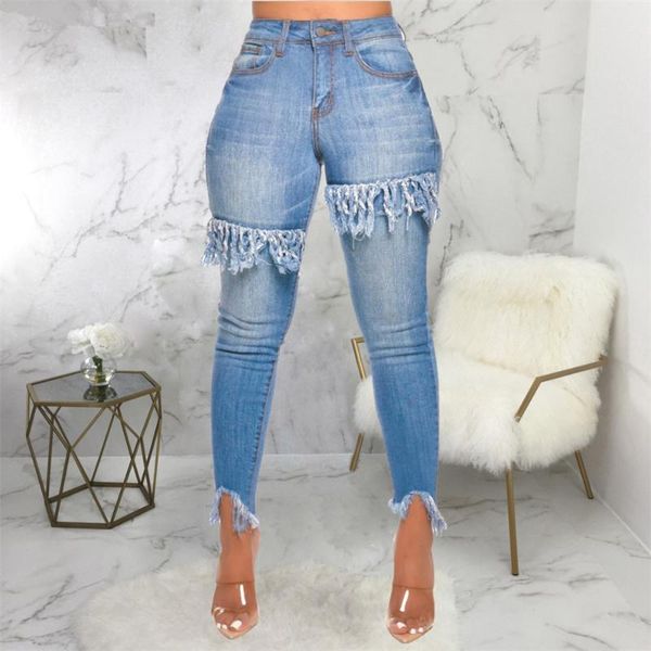 women's jeans tassel for women patchwork skinny high waist denim pencil pants summer clothes trousers, Blue
women's jeans tassel for women patchwork skinny high waist denim pencil pants summer clothes trousers, Blue