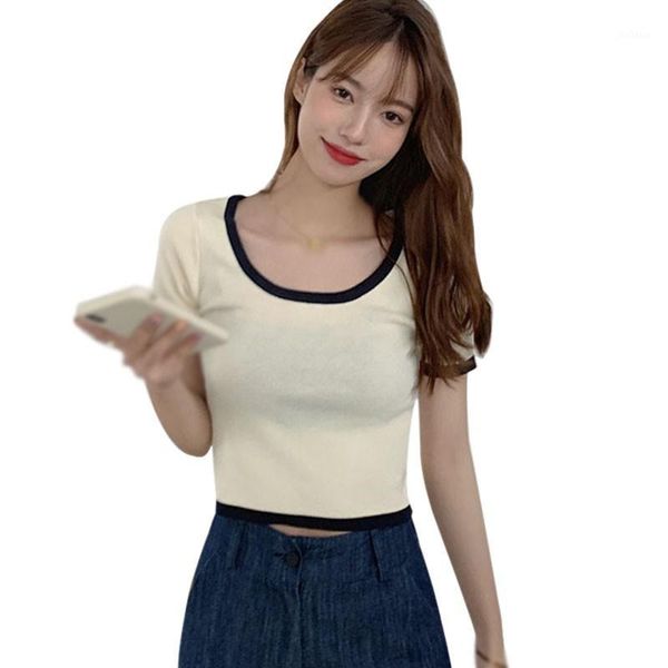 women solid color t-shirt summer korean style wild slim round neck short sleeve, White
women solid color t-shirt summer korean style wild slim round neck short sleeve, White