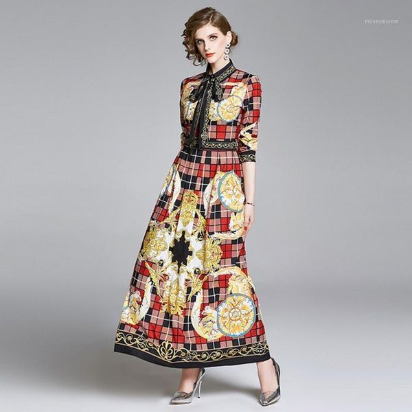 casual dresses spring summer women's runway bowknot collar wrist sleeve grid floral printed maxi long dress high street draped dress1, Black;gray
casual dresses spring summer women's runway bowknot collar wrist sleeve grid floral printed maxi long dress high street draped dress1, Black;gray