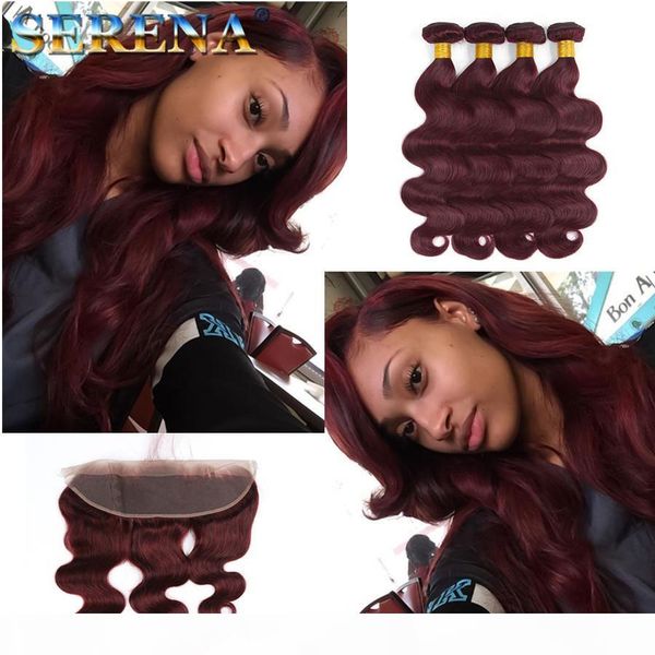 dark wine red 99j body wave hair 4 bundles with lace frontal 13x4 unprocessed burgundy human hair bundles with lace frontal baby hair, Black;brown
dark wine red 99j body wave hair 4 bundles with lace frontal 13x4 unprocessed burgundy human hair bundles with lace frontal baby hair, Black;brown