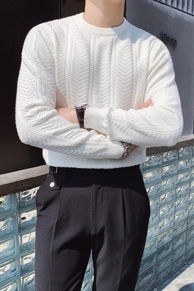 2020 new fashion sweater men's slim thickening autumn and winter new woolen korean fashion pullover sweater, White;black
2020 new fashion sweater men's slim thickening autumn and winter new woolen korean fashion pullover sweater, White;black