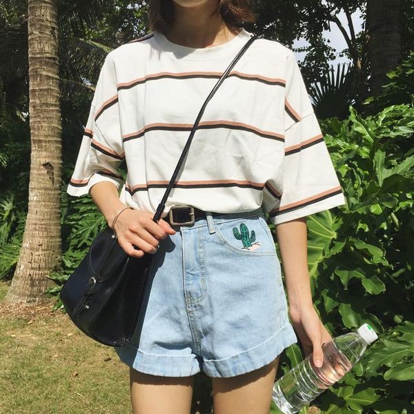 women's t-shirts japanese kawaii ladies ulzzang vintage wide stripe tshirt female korean harajuku clothes for women, White
women's t-shirts japanese kawaii ladies ulzzang vintage wide stripe tshirt female korean harajuku clothes for women, White