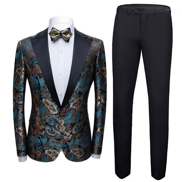 men's fashion stage costumes floral jacquard weaving beautiful pattern slim suit jacket wedding groom prom dress suit men1, White;black
men's fashion stage costumes floral jacquard weaving beautiful pattern slim suit jacket wedding groom prom dress suit men1, White;black