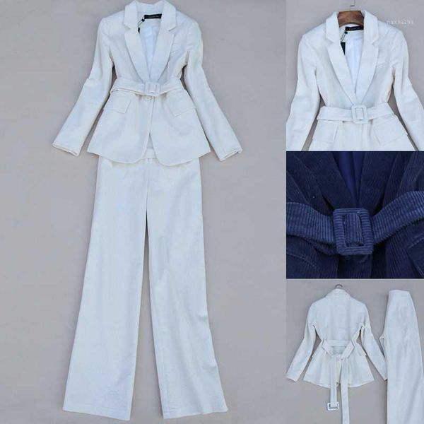 womens suits set 2 pieces spring new style fashion set retro corduroy suit high waist wide leg pants two piece1, White
womens suits set 2 pieces spring new style fashion set retro corduroy suit high waist wide leg pants two piece1, White