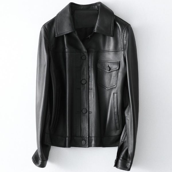 spring autumn 2020 new genuine leather motorcycle jacket for women female slim-fitting sheepskin button short coat black1, Black
spring autumn 2020 new genuine leather motorcycle jacket for women female slim-fitting sheepskin button short coat black1, Black