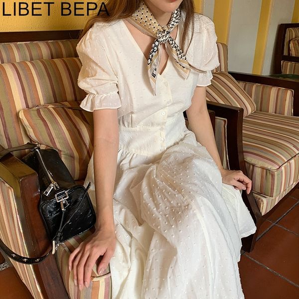 new summer women dresses high waist lace up casual dot fashionable puff sleeve sweet single breasted long dress dr2073 y200805, Black;pink
new summer women dresses high waist lace up casual dot fashionable puff sleeve sweet single breasted long dress dr2073 y200805, Black;pink