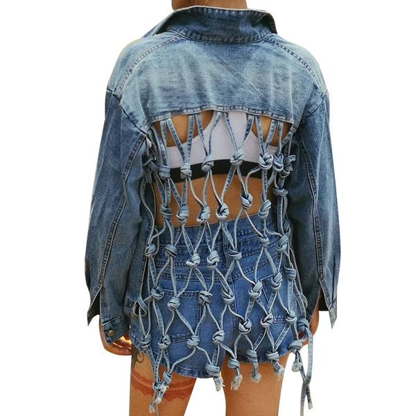 women's jackets backless jean jacket women lapel collar long sleeve tassel bandages summer coat female 2021 fashion tide, Black;brown
women's jackets backless jean jacket women lapel collar long sleeve tassel bandages summer coat female 2021 fashion tide, Black;brown