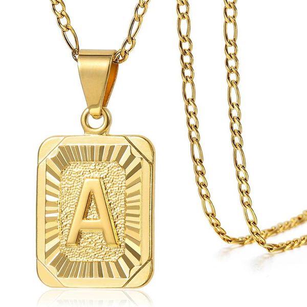 womens mens square letter pendant necklace yellow gold color 2mm stainless steel figaro link chain jewelry wholesale lgp62b1, Silver
womens mens square letter pendant necklace yellow gold color 2mm stainless steel figaro link chain jewelry wholesale lgp62b1, Silver