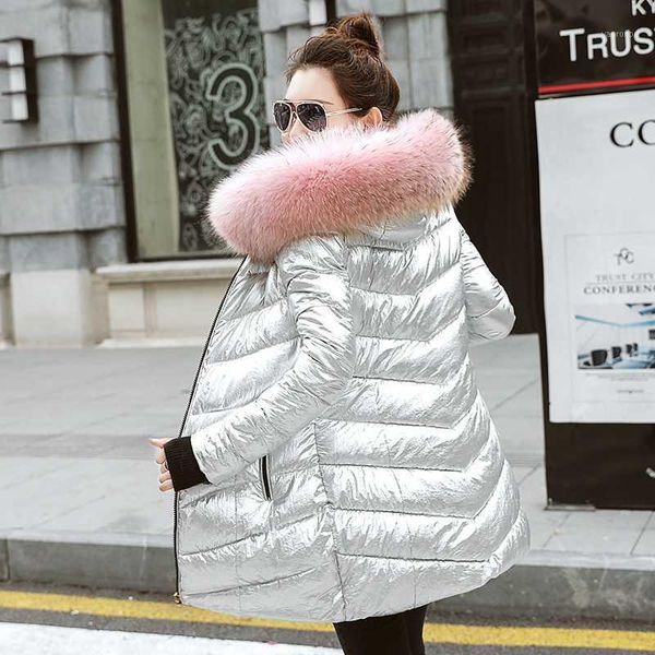 2020 women winter jackets short warm coat silver color glossy style female parka luxury fur collar plus size s-3xl parkas woman1, Black
2020 women winter jackets short warm coat silver color glossy style female parka luxury fur collar plus size s-3xl parkas woman1, Black