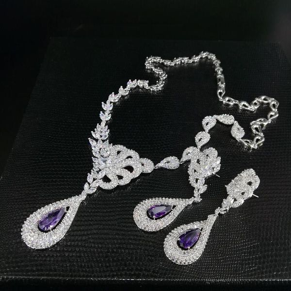 2020 new fashion luxury noble retro purple water drop zircon necklace earring set,wedding bride dress dinner jewelry set, Silver
2020 new fashion luxury noble retro purple water drop zircon necklace earring set,wedding bride dress dinner jewelry set, Silver