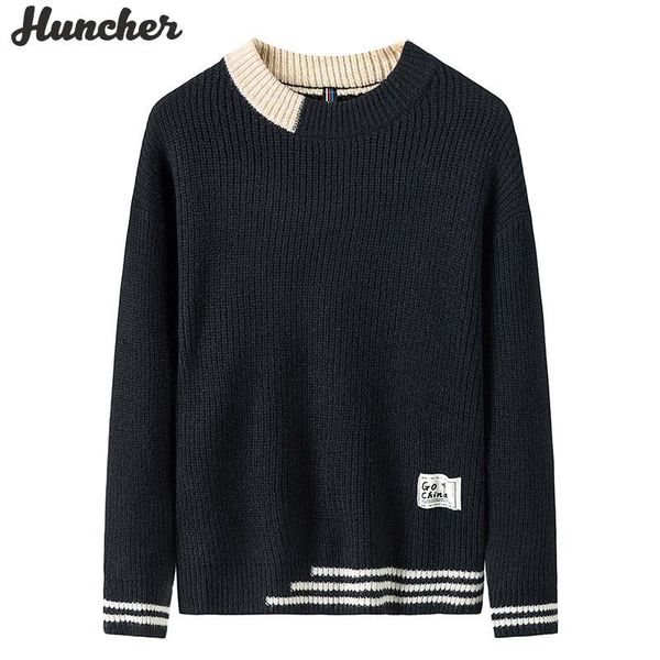 huncher mens knitted sweater male 2020 winter casual patckwork pullover sweaters jumper men korean fashion black sweater for men, White;black
huncher mens knitted sweater male 2020 winter casual patckwork pullover sweaters jumper men korean fashion black sweater for men, White;black