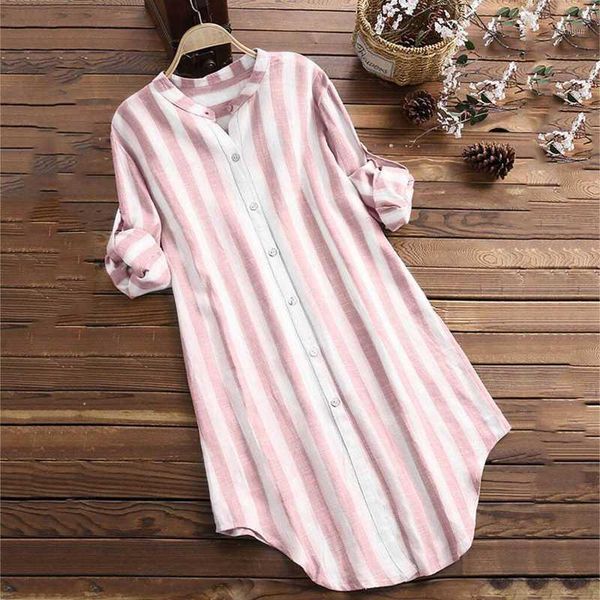 women stripe shirts loose long sleeve casual stand collar stripe blouse shirt ladies cotton blend soft blouse plus size1, White
women stripe shirts loose long sleeve casual stand collar stripe blouse shirt ladies cotton blend soft blouse plus size1, White