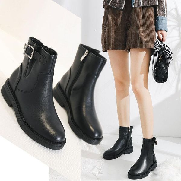 boots dm464 fashion flat genuine leather women autumn winter round toe zipper ankle platform shoes, Black
boots dm464 fashion flat genuine leather women autumn winter round toe zipper ankle platform shoes, Black