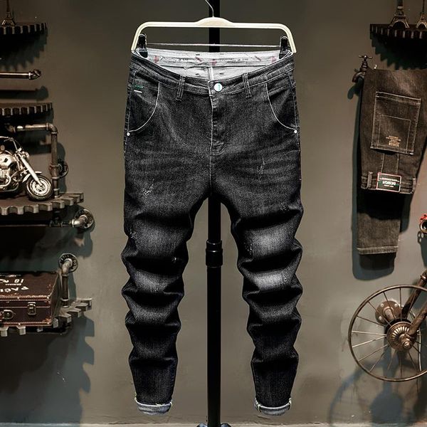 men's jeans spring autumn cool men straight denim male casual cropped pencil trousers fashion tide brand slim skinny length pants, Blue
men's jeans spring autumn cool men straight denim male casual cropped pencil trousers fashion tide brand slim skinny length pants, Blue