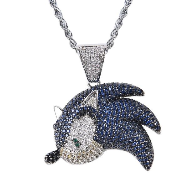 2020 new blue zircon flying fish elf pendant micro-encrusted zircon personality hip-hop necklace, Silver
2020 new blue zircon flying fish elf pendant micro-encrusted zircon personality hip-hop necklace, Silver