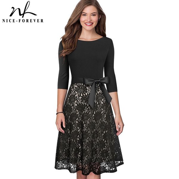 nice-forever retro vintage lace patchwork with sash dresses cocktail party flared women dress btya160 201126, Black;gray
nice-forever retro vintage lace patchwork with sash dresses cocktail party flared women dress btya160 201126, Black;gray